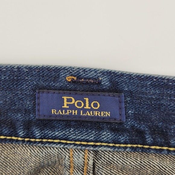 Polo Ralph Lauren Sullivan Slim Jeans 38x32 Distressed Patched Blue Denim - Picture 9 of 9